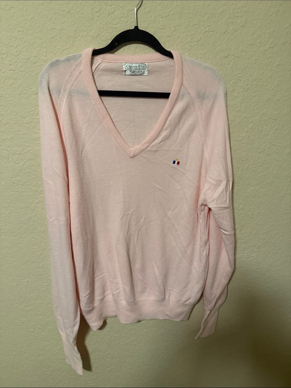 Dior Pastel Pink V-Neck Sweater size large